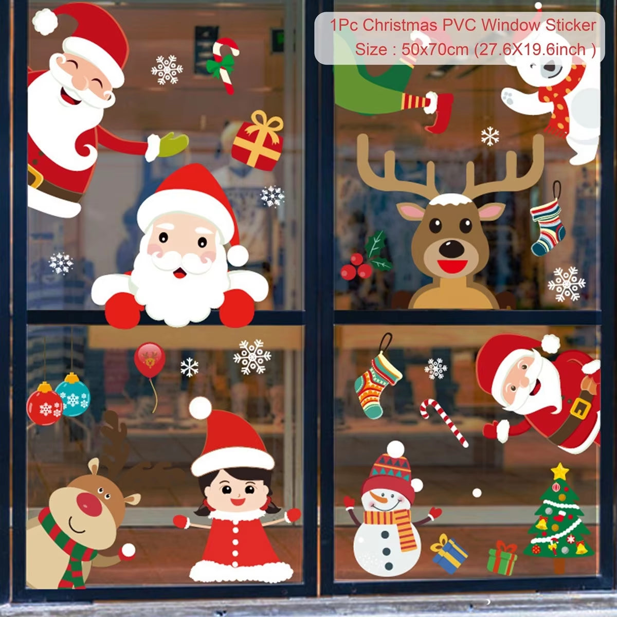 Christmas Window Stickers Merry Christmas Decorations for Home Christmas Wall Sticker Kids Room Wall Decals New Year Stickers