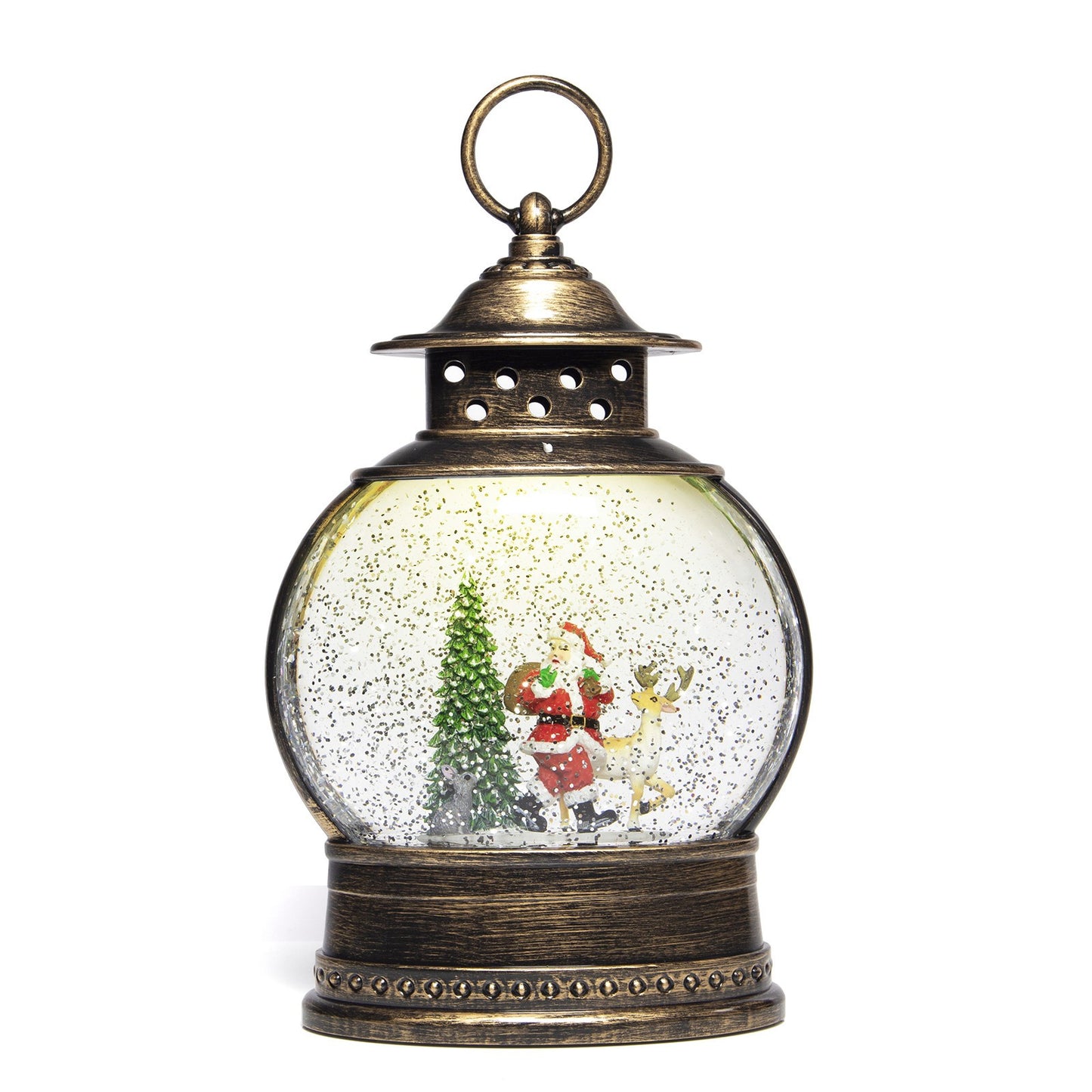 Christmas Snow Globe Lantern Tree Ornament Decoration Snowman Xmas Light Up