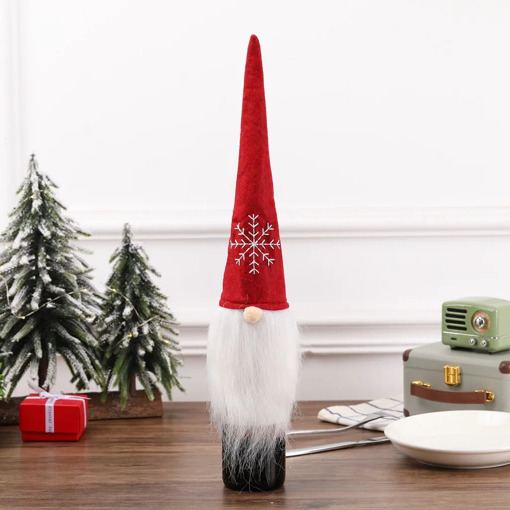 Gnome Christmas Wine Bottle Cover Merry Christmas Decorations for Home 2021 Christmas Ornaments Xmas Gifts Happy New Year 2022
