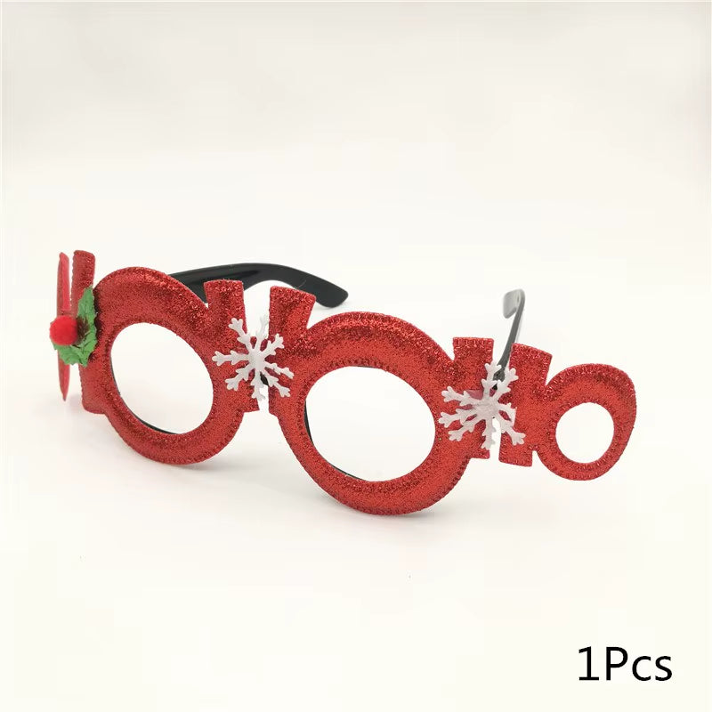 1Pcs Merry Christmas Photo Booth Props Santa Claus Snowman Glasses Frame Xmas Party Decoration New Year Eve Christmas Supplies