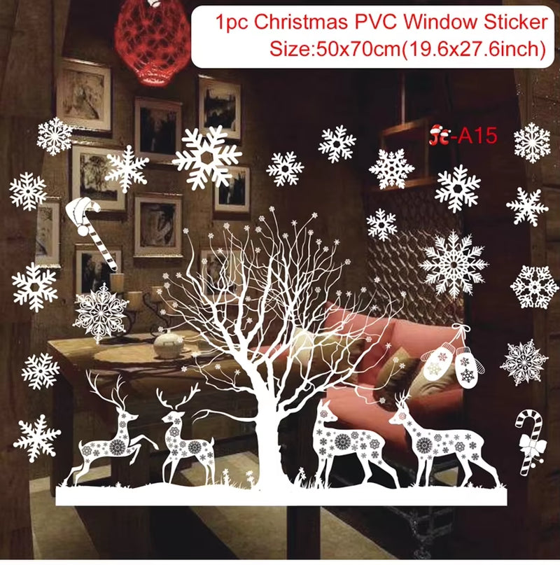 Christmas Window Stickers Merry Christmas Decorations for Home Christmas Wall Sticker Kids Room Wall Decals New Year Stickers