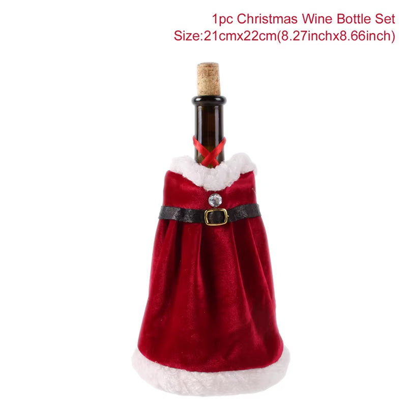 Christmas Wine Bottle Cover Merry Christmas Decorations for Home 2024 Christmas Ornament Xmas Table Decor Gift New Year 2025
