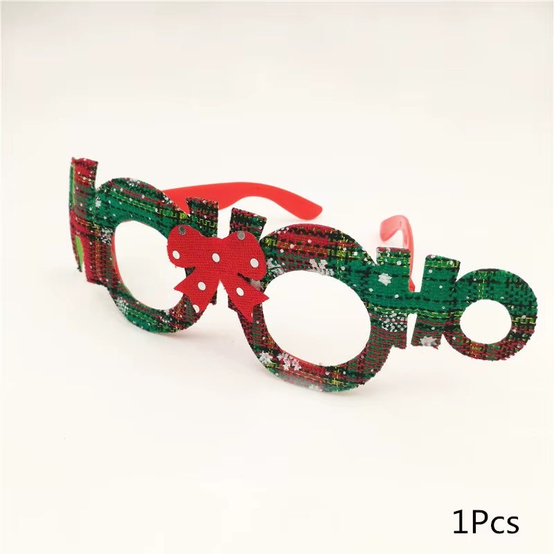 1Pcs Merry Christmas Photo Booth Props Santa Claus Snowman Glasses Frame Xmas Party Decoration New Year Eve Christmas Supplies