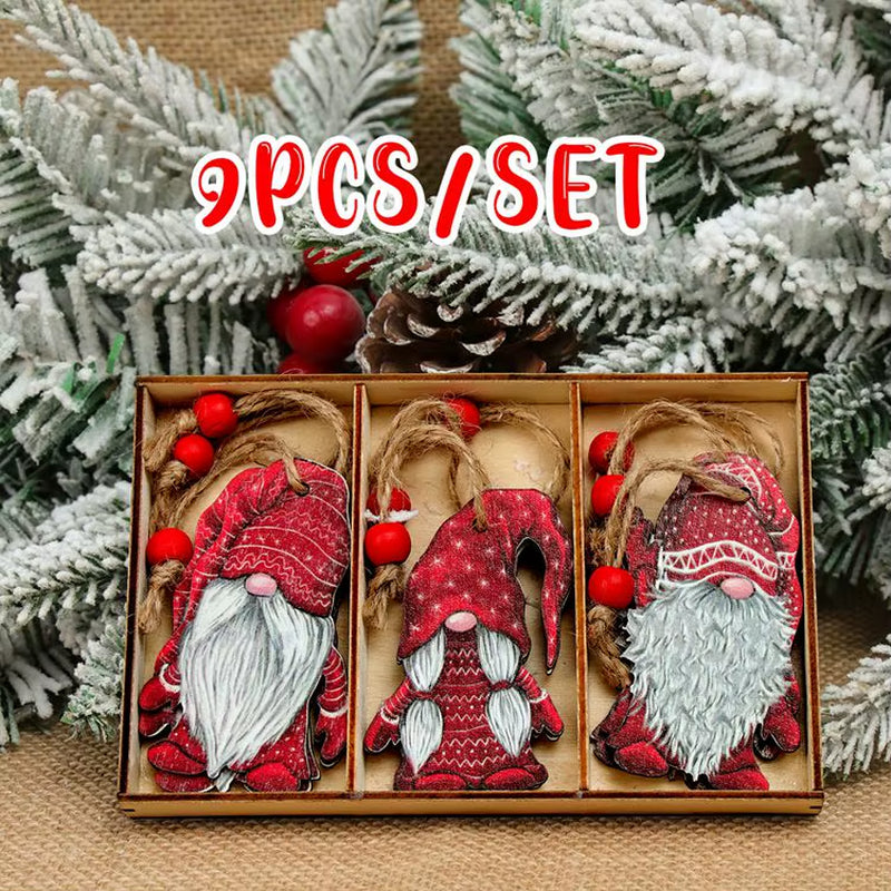 Christmas Gnome Wooden Pendant Merry Christmas Decorations for Home 2024 Cristmas Ornament Xmas Navidad Happy New Year 2025