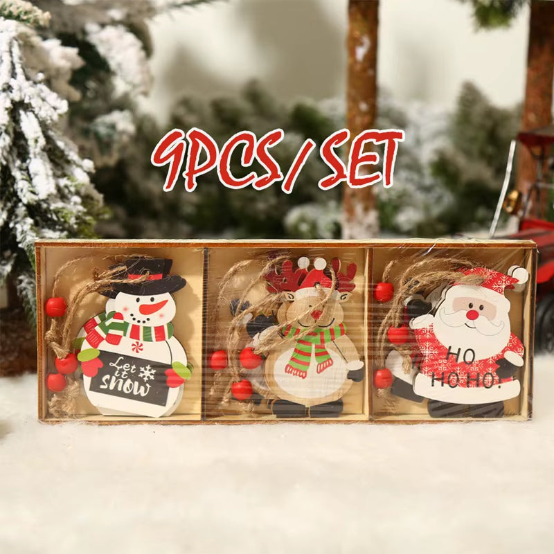 Christmas Gnome Wooden Pendant Merry Christmas Decorations for Home 2024 Cristmas Ornament Xmas Navidad Happy New Year 2025