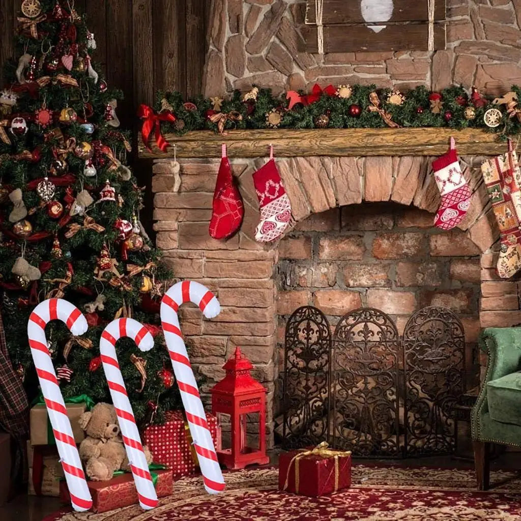 2Pcs Christmas Inflatable Walking Sticks Christmas Outdoor Candy Coloured Inflatable Walking Sticks Christmas Decoration