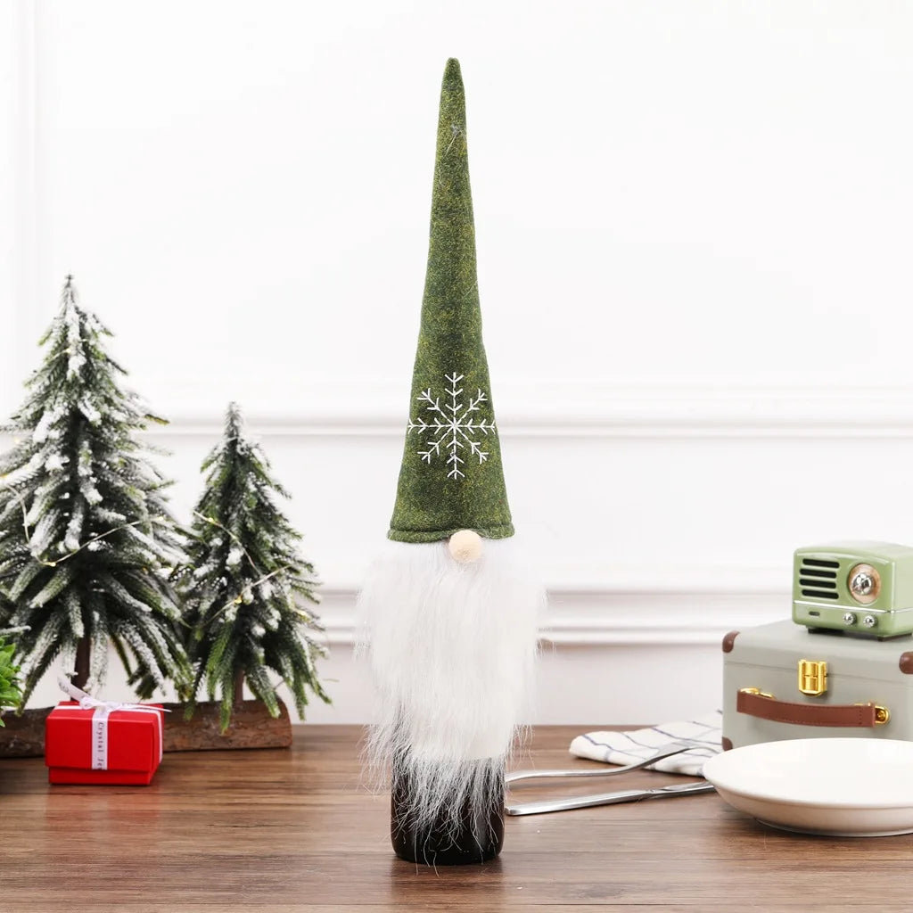 Gnome Christmas Wine Bottle Cover Merry Christmas Decorations for Home 2021 Christmas Ornaments Xmas Gifts Happy New Year 2022