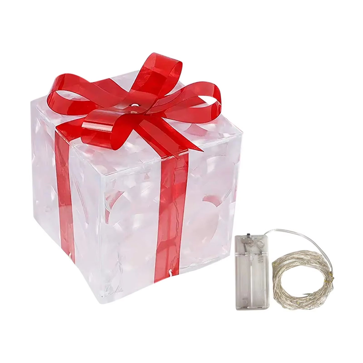 Christmas Glowing Gifts Box Decoration Ornament with Bow Lighting Box Outdoor Light Lighting Xmas New Year 2024 Home Yard Decor