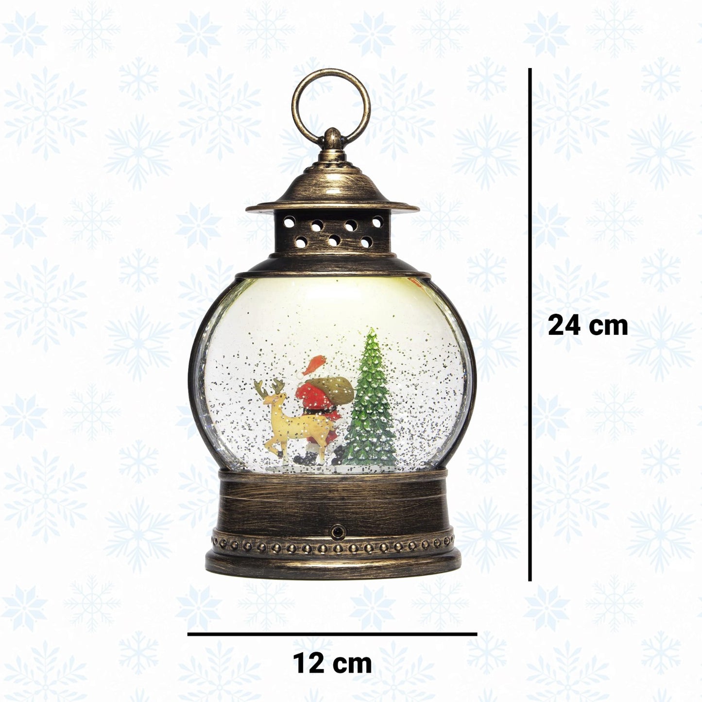 Christmas Snow Globe Lantern Tree Ornament Decoration Snowman Xmas Light Up