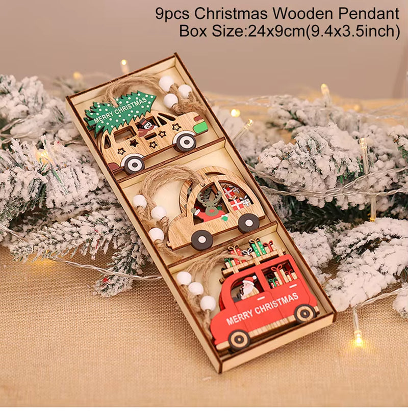 Christmas Gnome Wooden Pendant Merry Christmas Decorations for Home 2024 Cristmas Ornament Xmas Navidad Happy New Year 2025