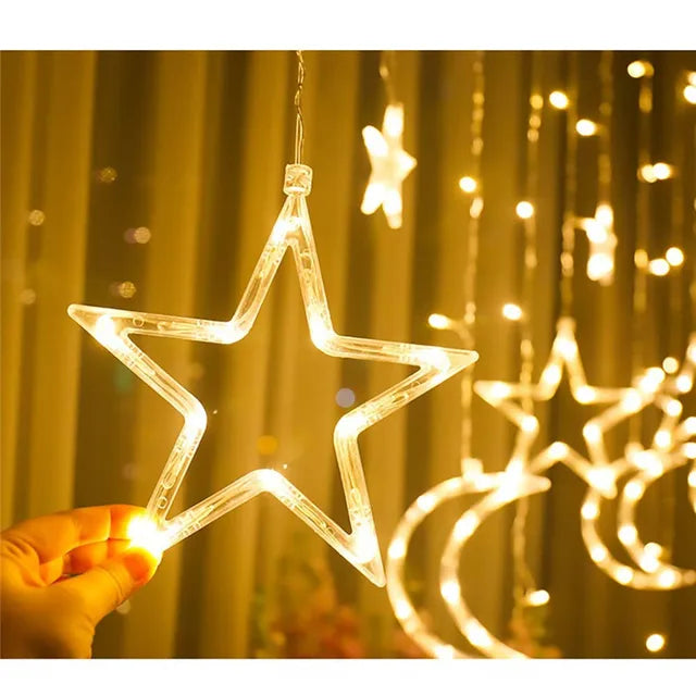 Christmas Light Star Curtain