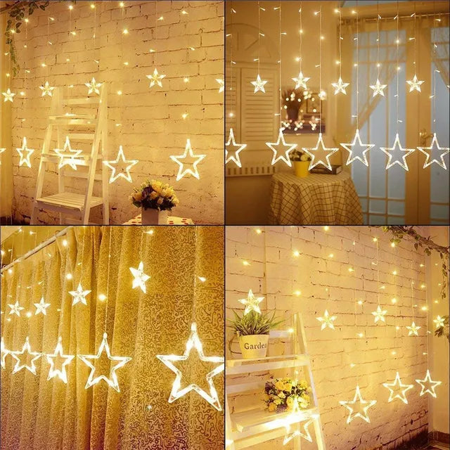 Christmas Light Star Curtain