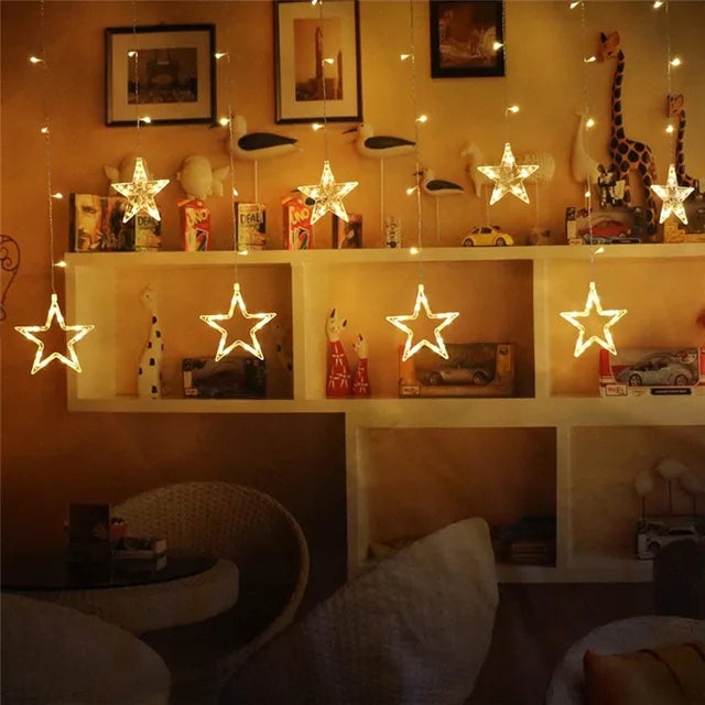 Christmas Light Star Curtain