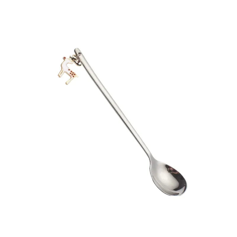 New Year 2021 Stainless Steel Christmas Spoons Xmas Party Coffee Spoon with Christmas Pendant Christmas Decorations Noel Gift