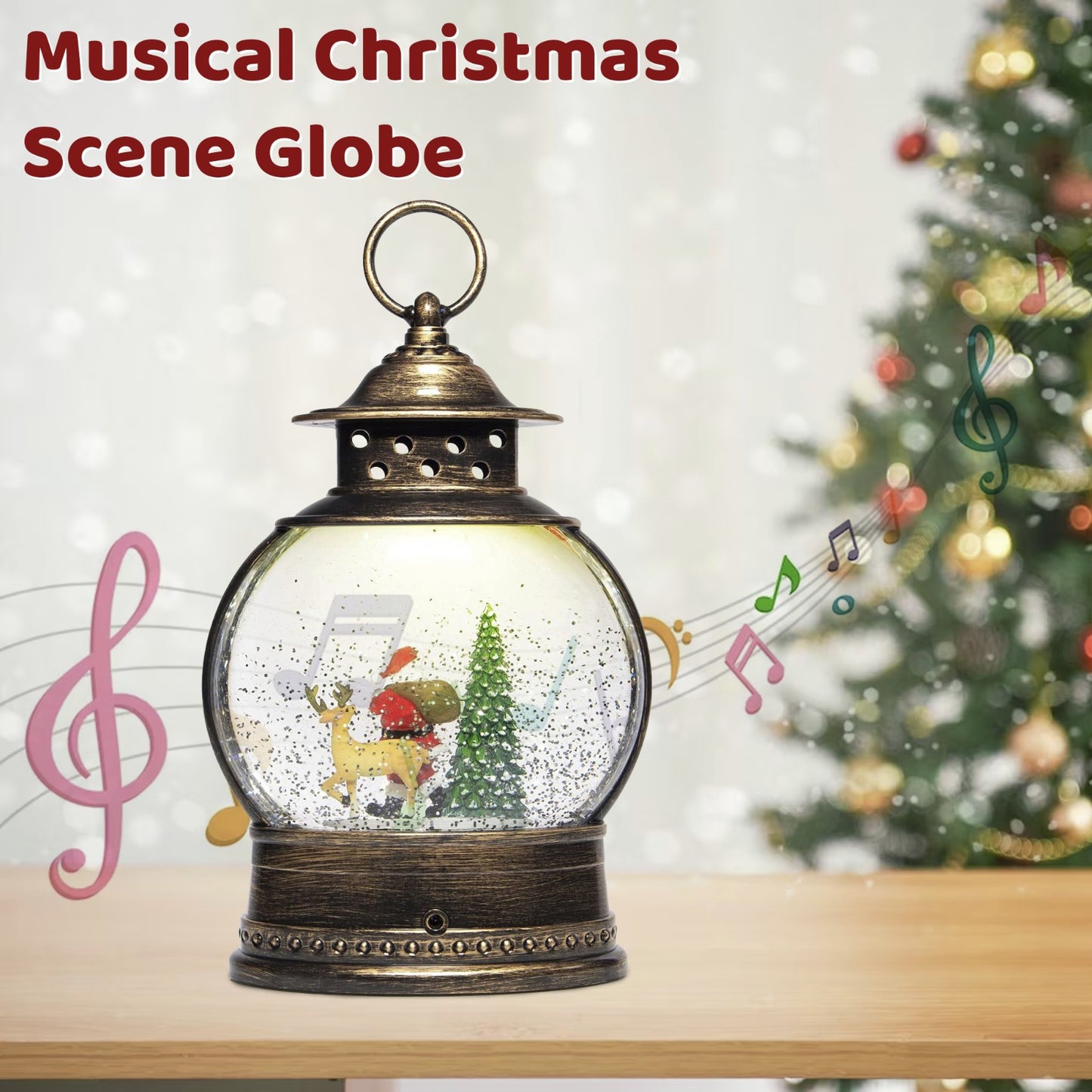 Christmas Snow Globe Lantern Tree Ornament Decoration Snowman Xmas Light Up