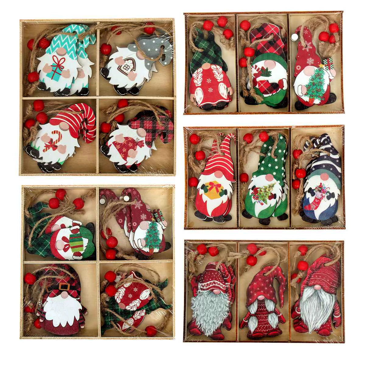 Christmas Gnome Wooden Pendant Merry Christmas Decorations for Home 2024 Cristmas Ornament Xmas Navidad Happy New Year 2025