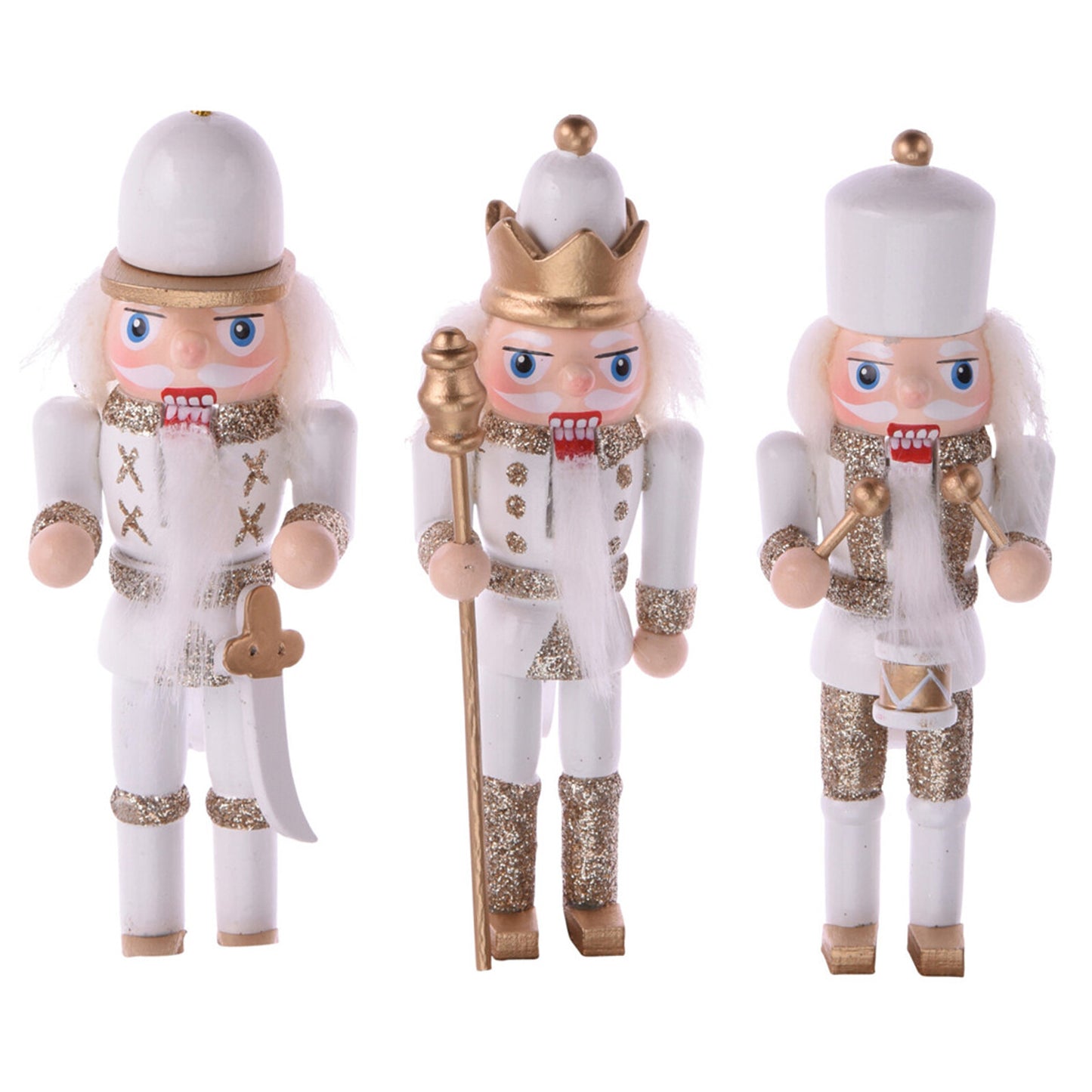 Christmas Nutcracker Soldier 3 Wooden Nut Cracker Xmas Tree Festive Ornament Dec
