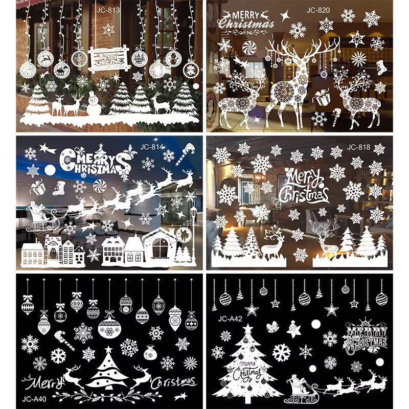 Christmas Window Stickers Merry Christmas Decorations for Home Christmas Wall Sticker Kids Room Wall Decals New Year Stickers