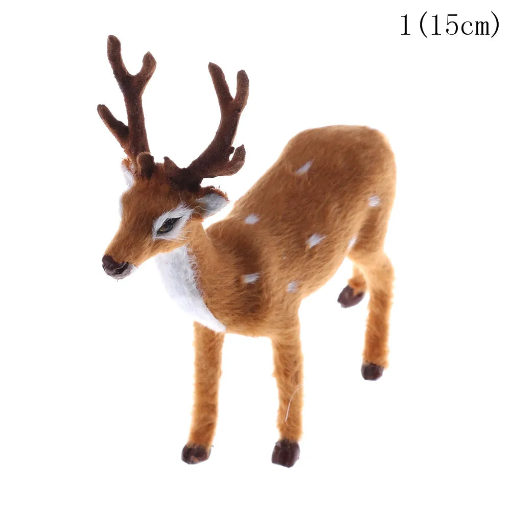 Simulation Christmas Deer Christmas Elk Plush Reindeer Christmas Decoration Fairy Garden Miniatures Props