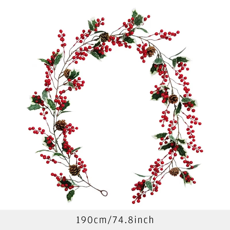 Christmas Fruit Rattan Artificial Plants, Holiday Party Decor, Wedding Decorations, Christmas Tree, Fake Floral, 2M