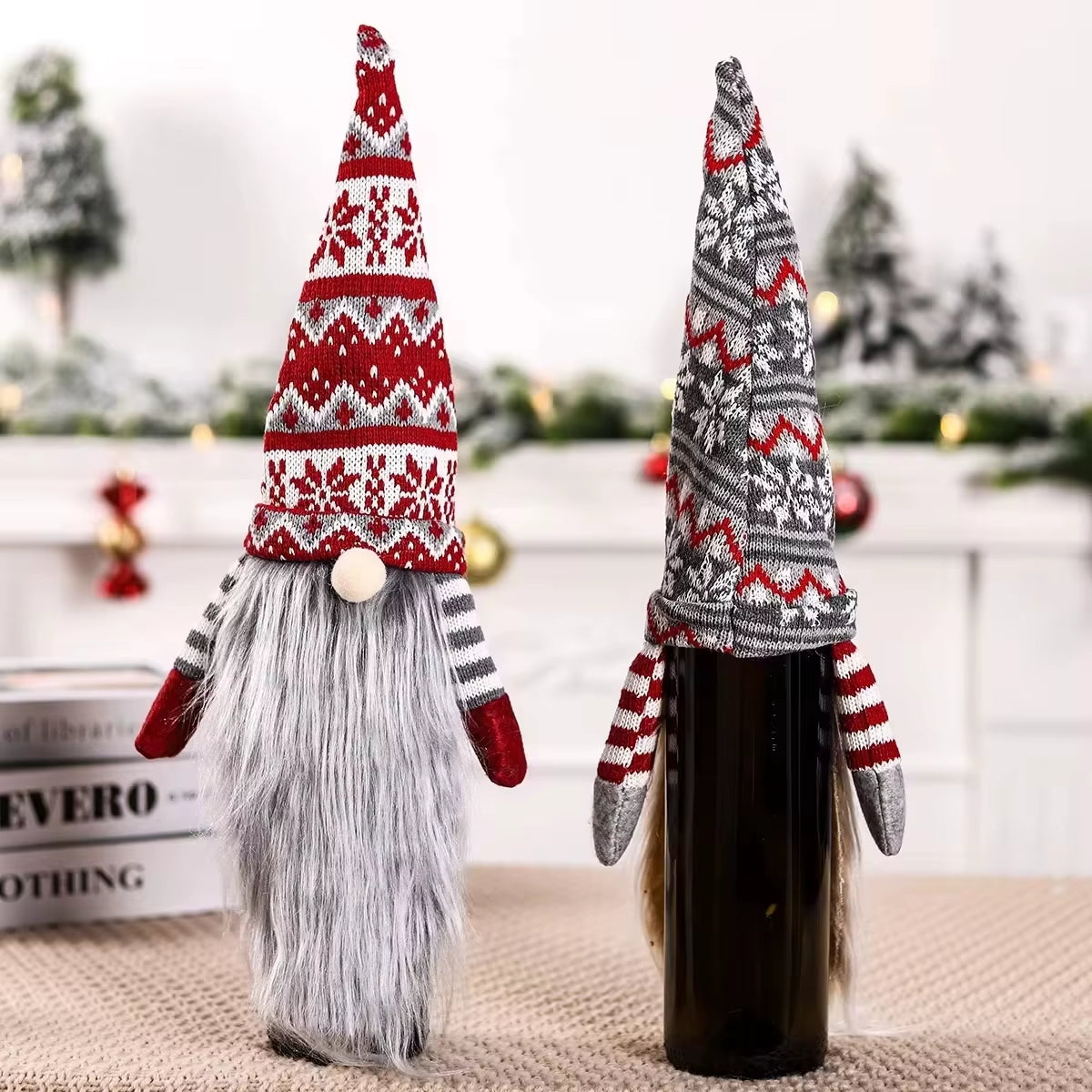 Christmas Wine Bottle Cover Merry Christmas Decorations for Home 2024 Christmas Ornament Xmas Table Decor Gift New Year 2025