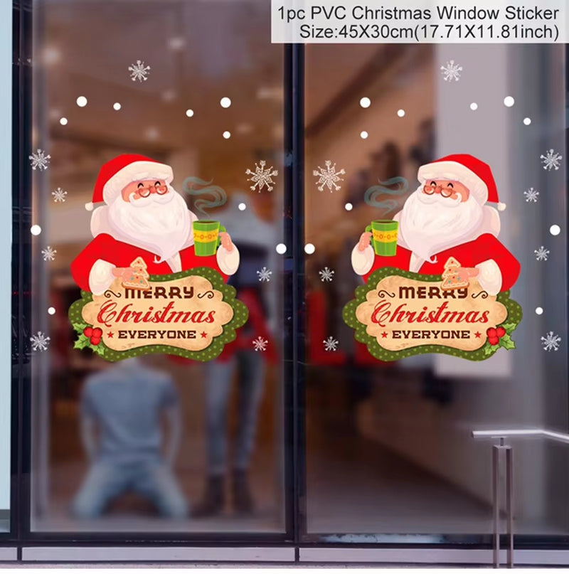 Christmas Window Stickers Merry Christmas Decorations for Home Christmas Wall Sticker Kids Room Wall Decals New Year Stickers