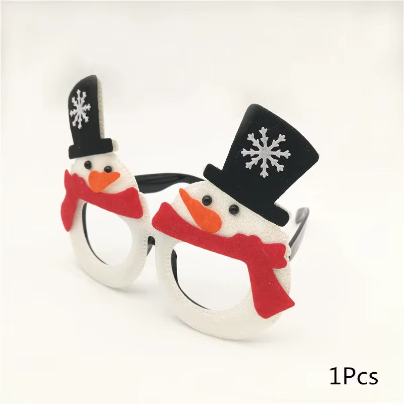 1Pcs Merry Christmas Photo Booth Props Santa Claus Snowman Glasses Frame Xmas Party Decoration New Year Eve Christmas Supplies