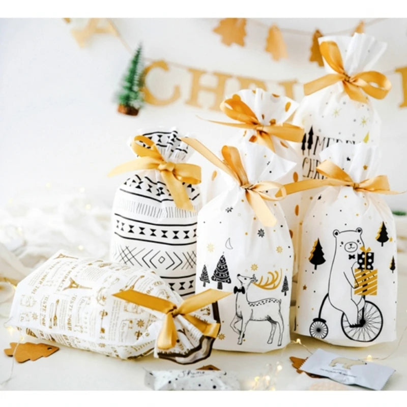 Christmas Gift Bags Cookie Bag Christmas Bag Presents Santa Candy Gift Box Packaging Christmas Decorations New Year Present