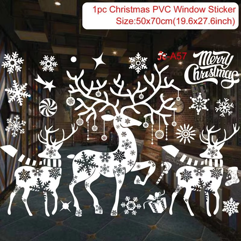 Christmas Window Stickers Merry Christmas Decorations for Home Christmas Wall Sticker Kids Room Wall Decals New Year Stickers