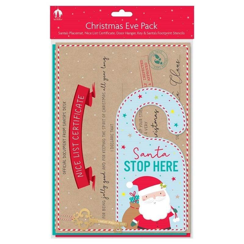 Christmas Eve Fun Pack - Santa Placemat, Santa Key, Footprint Stencil, plus More