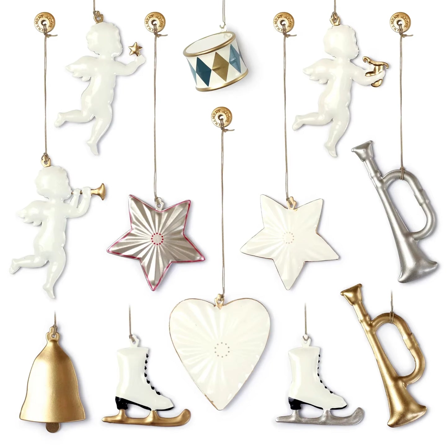 12 PCS Christmas Party Nordic Christmas Decoration Metal Pendant Christmas Tree Room Party Holiday Decoration Ornaments