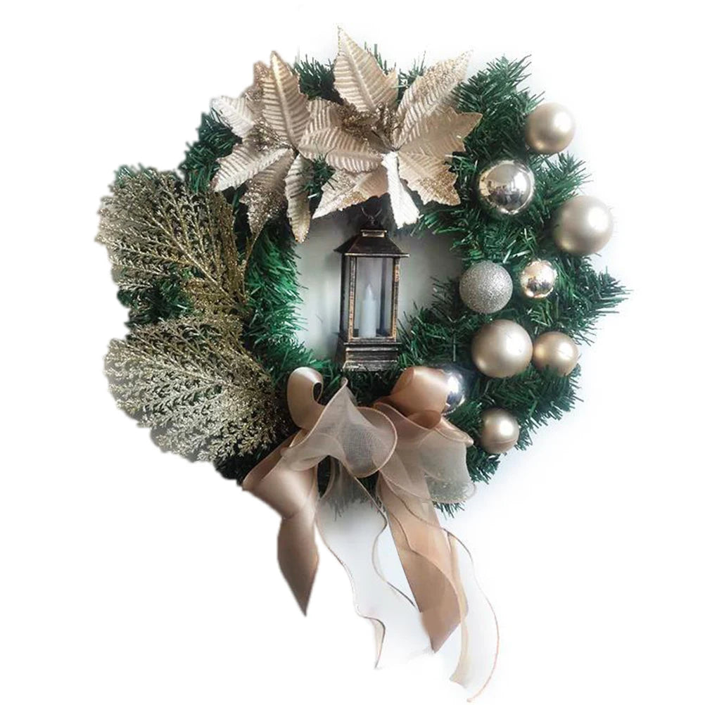 Christmas Garland Arrangement Christmas Ornament Spruce Christmas Wreath with LED Light Front Door Home Party Hanging Garland