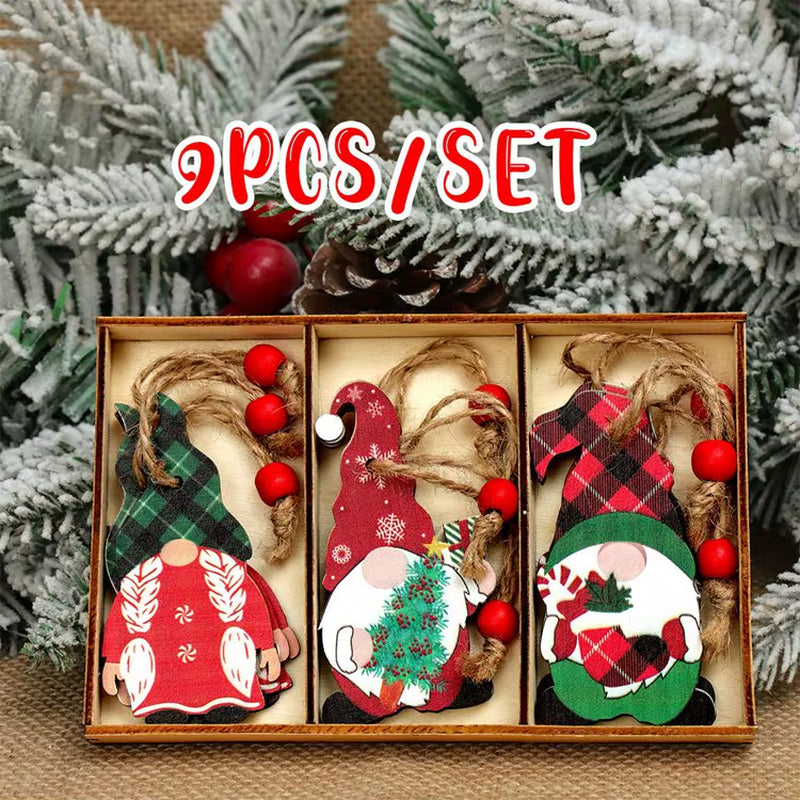 Christmas Gnome Wooden Pendant Merry Christmas Decorations for Home 2024 Cristmas Ornament Xmas Navidad Happy New Year 2025