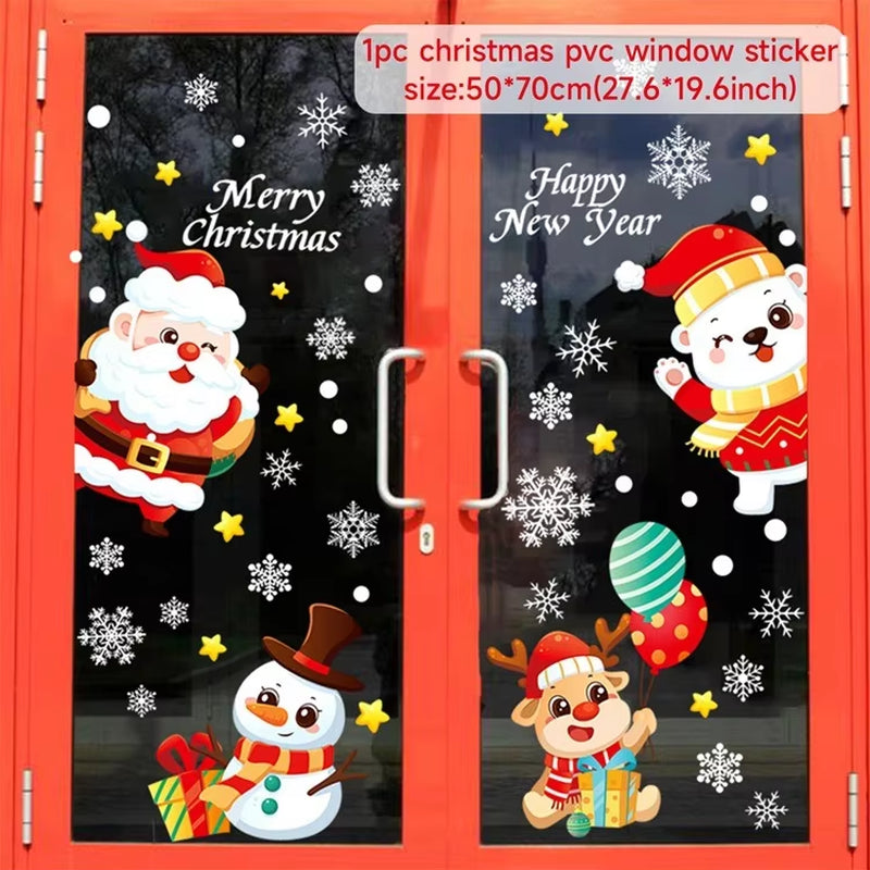 Christmas Window Stickers Merry Christmas Decorations for Home Christmas Wall Sticker Kids Room Wall Decals New Year Stickers