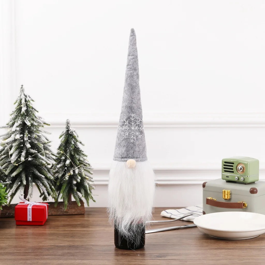 Gnome Christmas Wine Bottle Cover Merry Christmas Decorations for Home 2021 Christmas Ornaments Xmas Gifts Happy New Year 2022