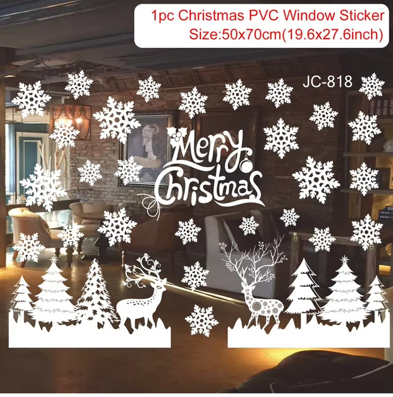 Christmas Window Stickers Merry Christmas Decorations for Home Christmas Wall Sticker Kids Room Wall Decals New Year Stickers