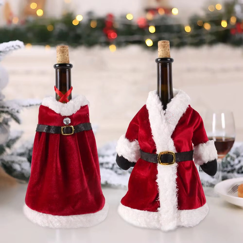 Christmas Wine Bottle Cover Merry Christmas Decorations for Home 2024 Christmas Ornament Xmas Table Decor Gift New Year 2025