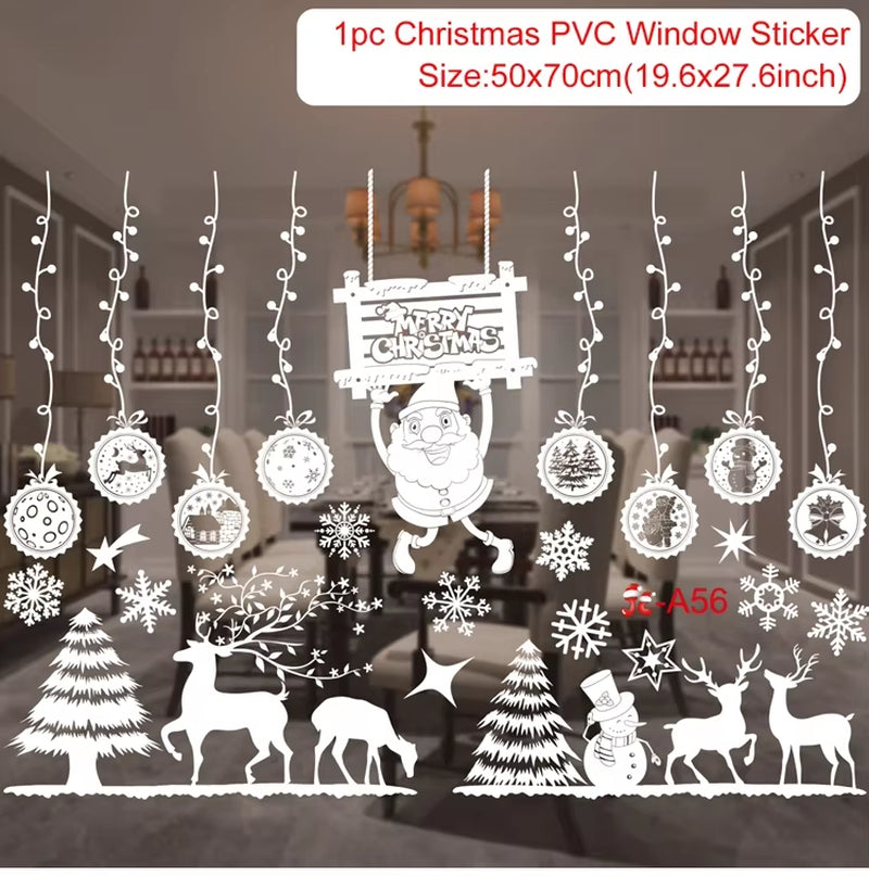 Christmas Window Stickers Merry Christmas Decorations for Home Christmas Wall Sticker Kids Room Wall Decals New Year Stickers