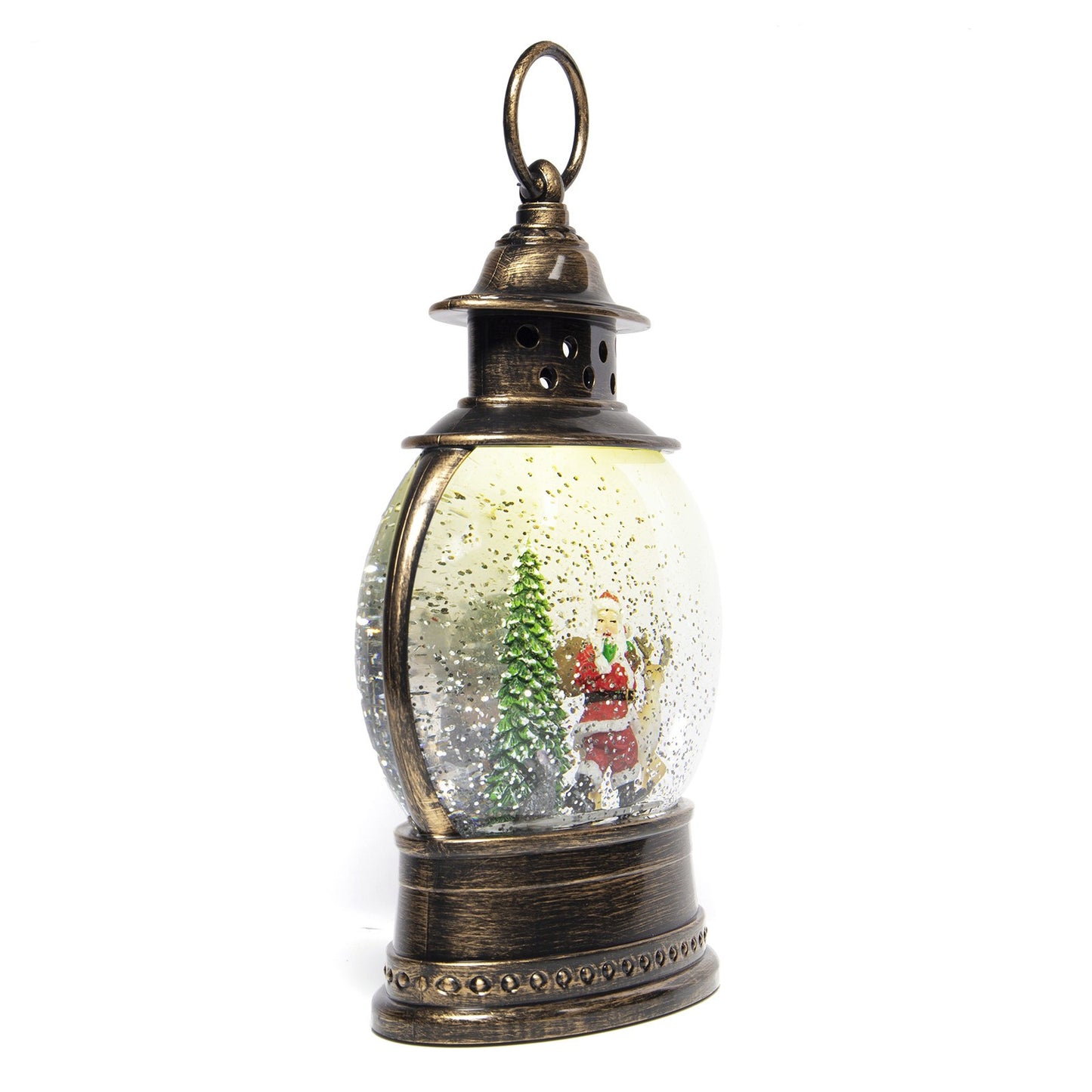 Christmas Snow Globe Lantern Tree Ornament Decoration Snowman Xmas Light Up