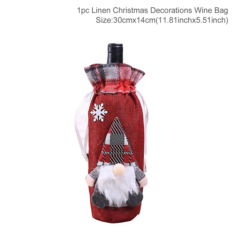 Christmas Wine Bottle Cover Merry Christmas Decorations for Home 2024 Christmas Ornament Xmas Table Decor Gift New Year 2025