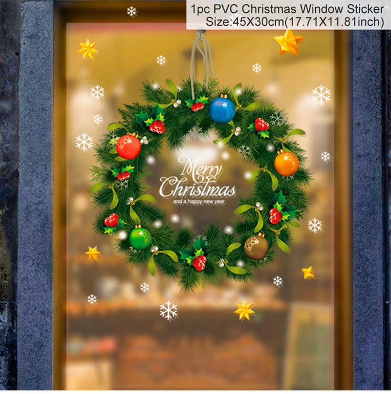 Christmas Window Stickers Merry Christmas Decorations for Home Christmas Wall Sticker Kids Room Wall Decals New Year Stickers