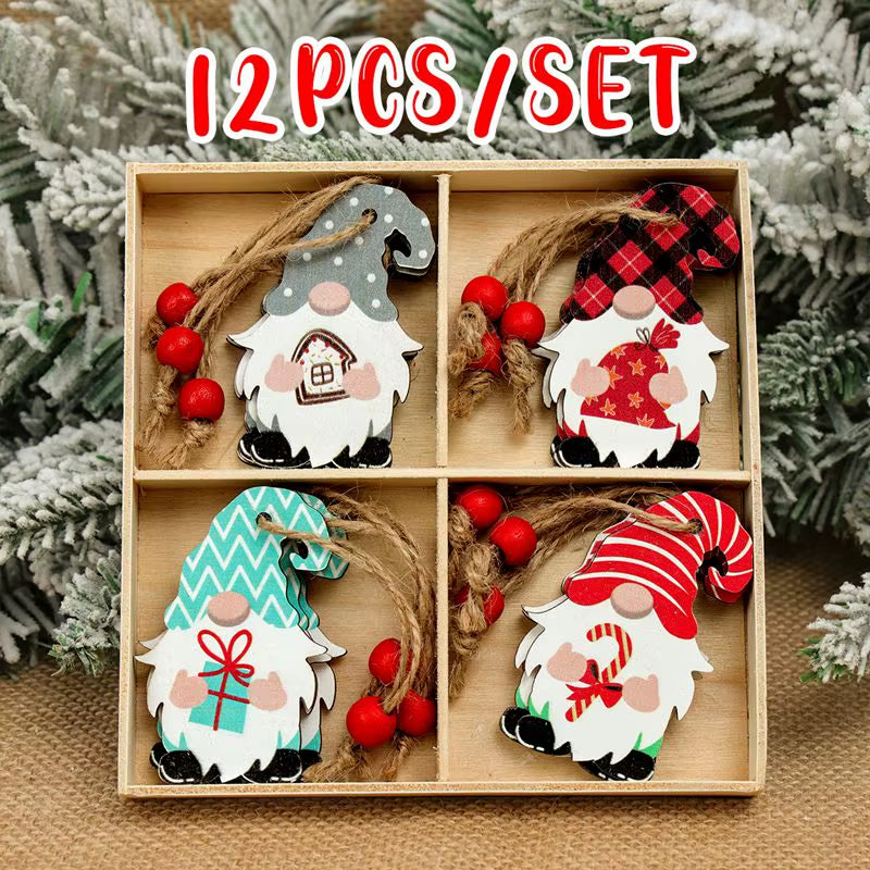 Christmas Gnome Wooden Pendant Merry Christmas Decorations for Home 2024 Cristmas Ornament Xmas Navidad Happy New Year 2025