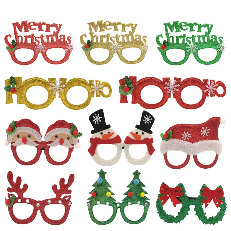 1Pcs Merry Christmas Photo Booth Props Santa Claus Snowman Glasses Frame Xmas Party Decoration New Year Eve Christmas Supplies