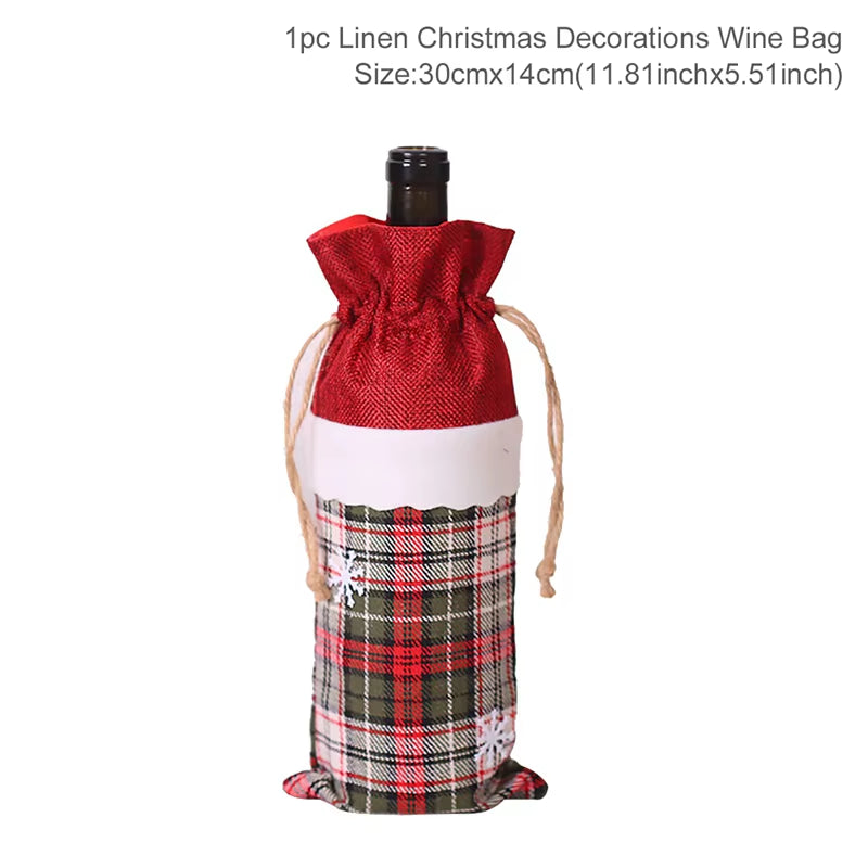 Christmas Wine Bottle Cover Merry Christmas Decorations for Home 2024 Christmas Ornament Xmas Table Decor Gift New Year 2025