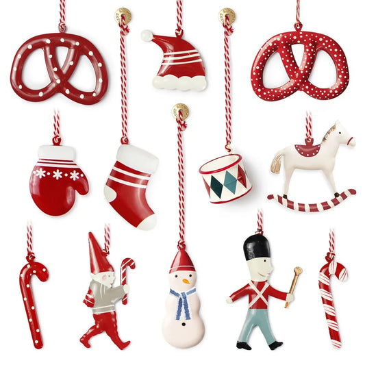 12 PCS Christmas Party Nordic Christmas Decoration Metal Pendant Christmas Tree Room Party Holiday Decoration Ornaments