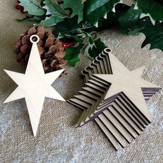 10Pcs Unfinished Wooden Deer Christmas Gift Tags Christmas Tree Ornaments for Christmas Decoration and DIY Craft Making