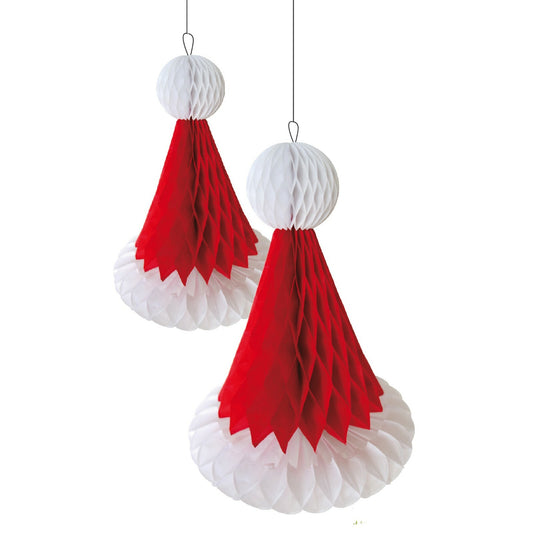 2 Decorative Christmas Honeycomb Christmas Tree Tissue Hanging Santa Party D?Cor