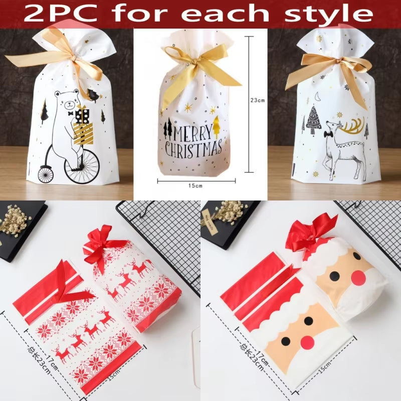 Christmas Gift Bags Cookie Bag Christmas Bag Presents Santa Candy Gift Box Packaging Christmas Decorations New Year Present