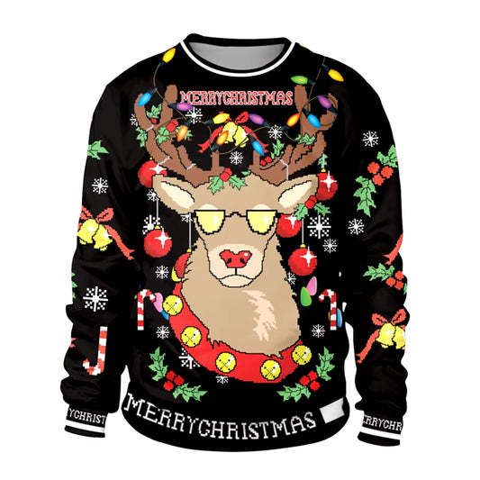 2025 Ugly Christmas Fake Sweater Gift, Christmas Elf Funny Pullover, Party Birthday Snowman, Christmas Sweatshirt