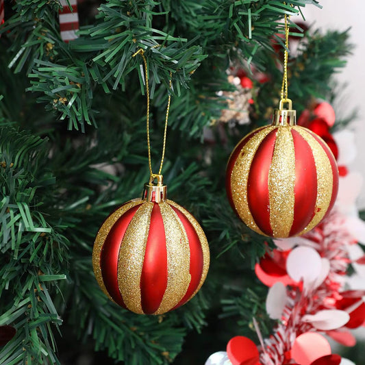 Christmas Balls 24 Pieces Red and Gold Ball Christmas Ornaments 2.36 Inch Shatterproof Pendant for Indoor Outdoor Home Fireplace